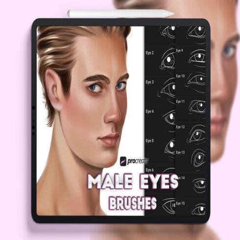 Procreate male eyes brushes cover image.