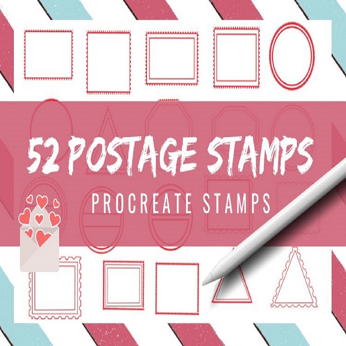 38 52 postage stamp brushes for procreate postage border stamps 687