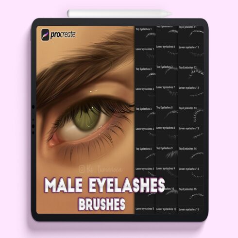 Procreate male eyelashes brushes cover image.