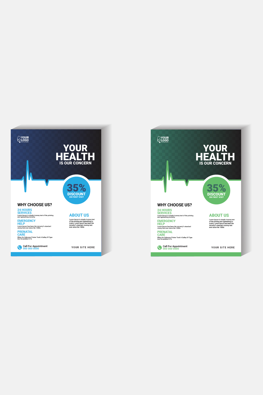 Medical Clinic Flyer Template | Healthcare & Doctor Appointment Design ( EPS, JPEG ) pinterest preview image.