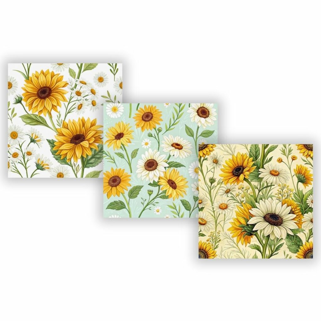 Sunflower & Daisy Fusion Pattern, Seamless Digital Paper - MasterBundles