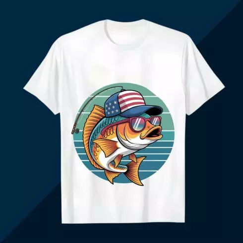 American Pride Fishing Cat T-Shirt Design cover image.