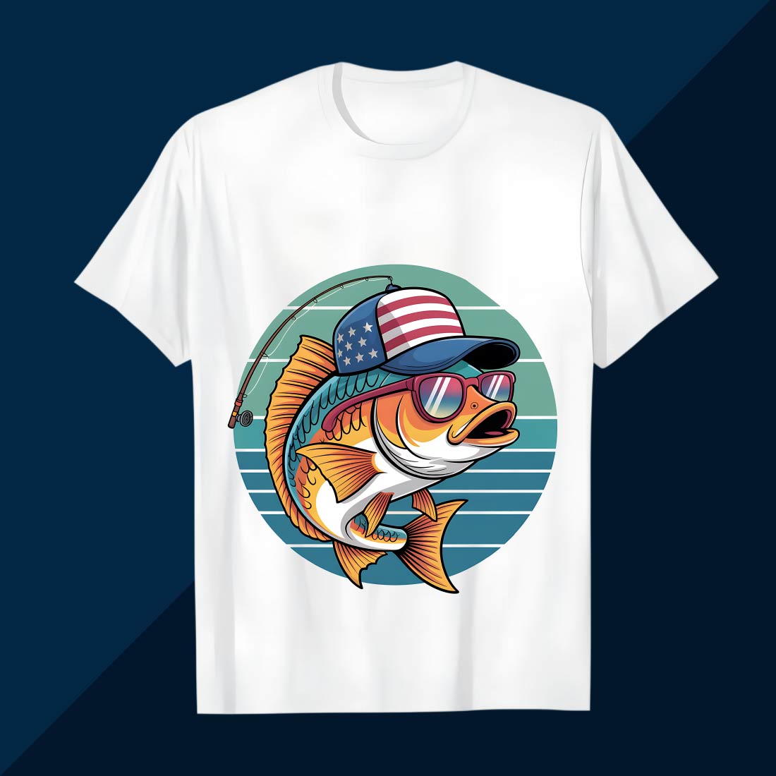 American Pride Fishing Cat T-Shirt Design preview image.