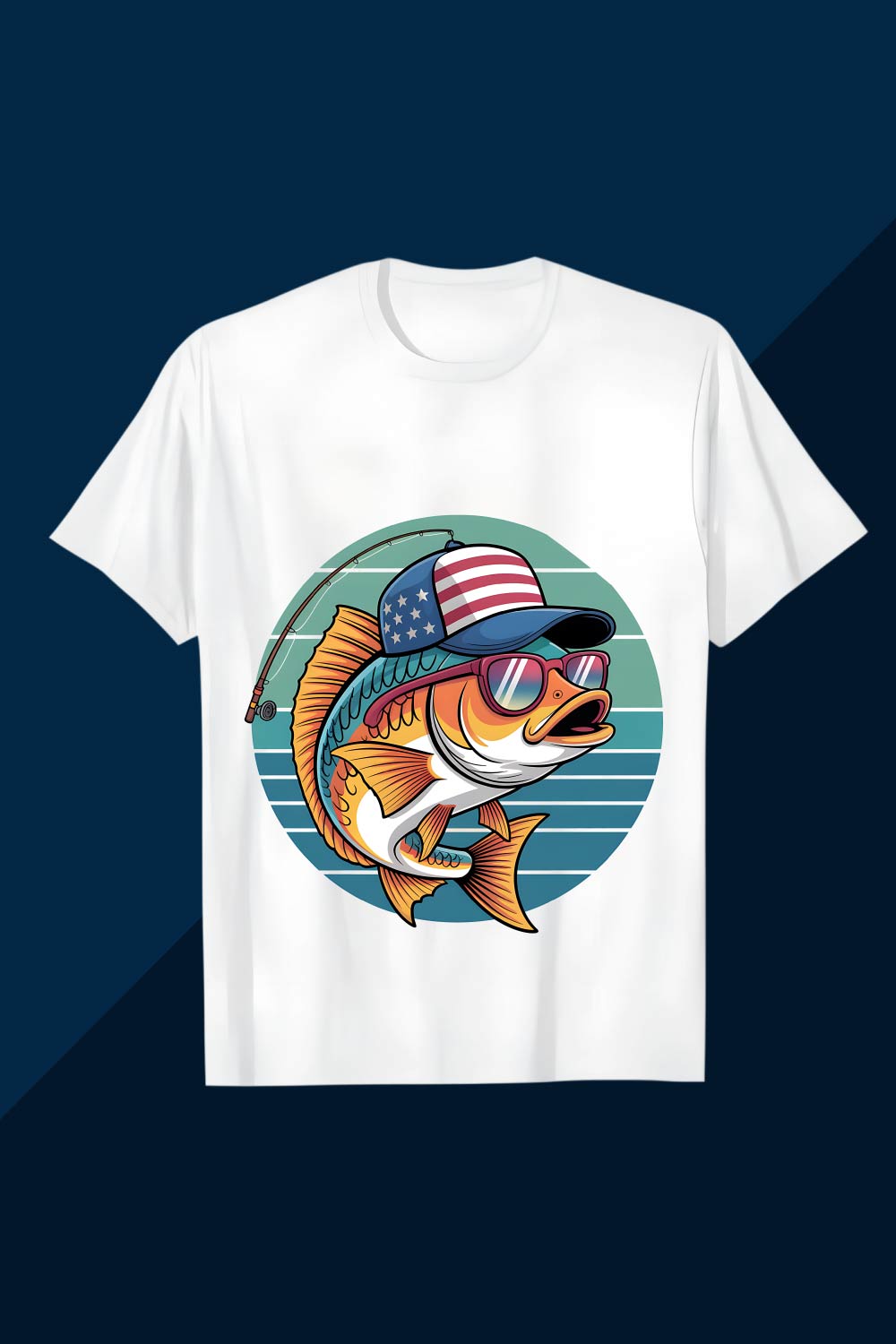 American Pride Fishing Cat T-Shirt Design pinterest preview image.