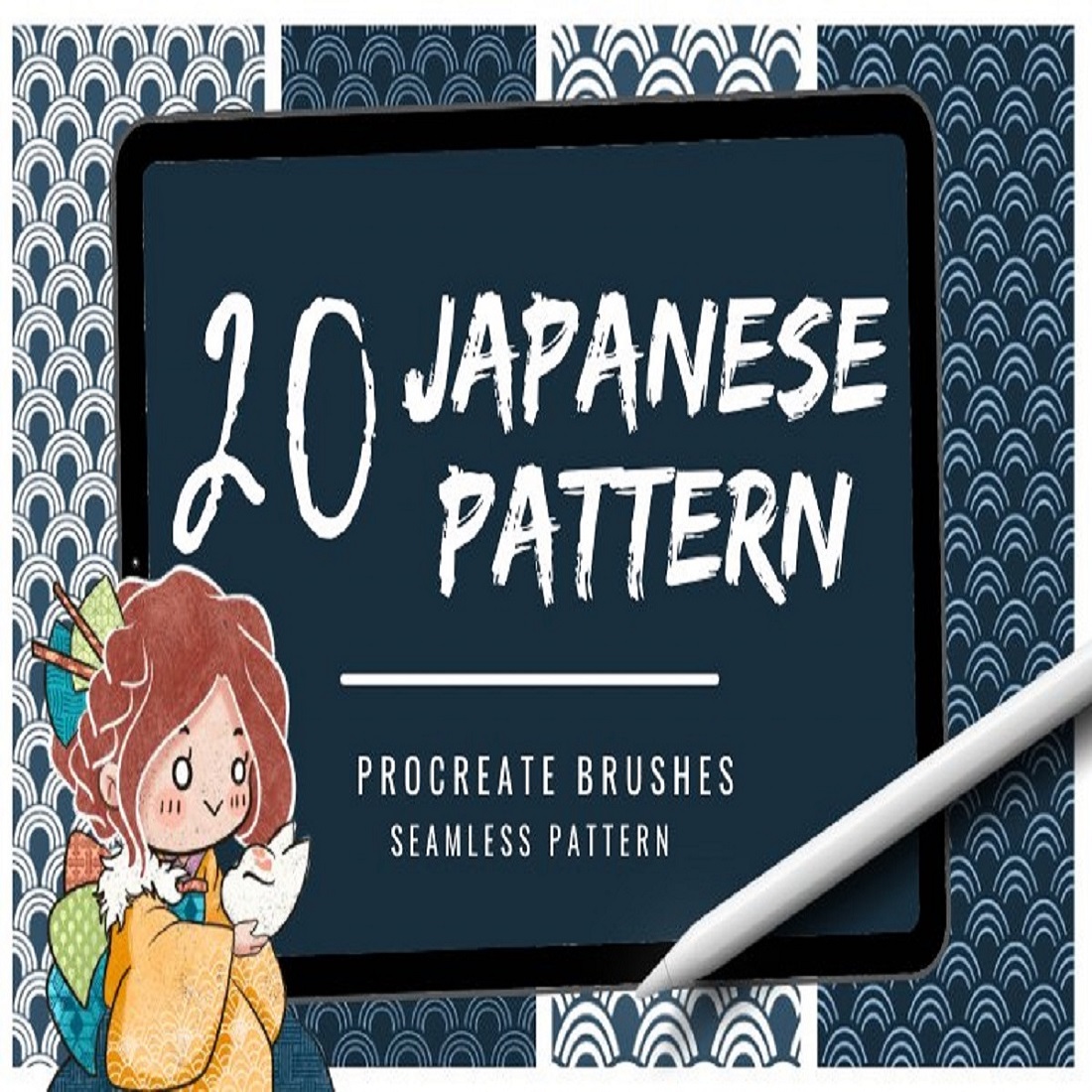 43 20 japanese pattern brushes for procreate set 942
