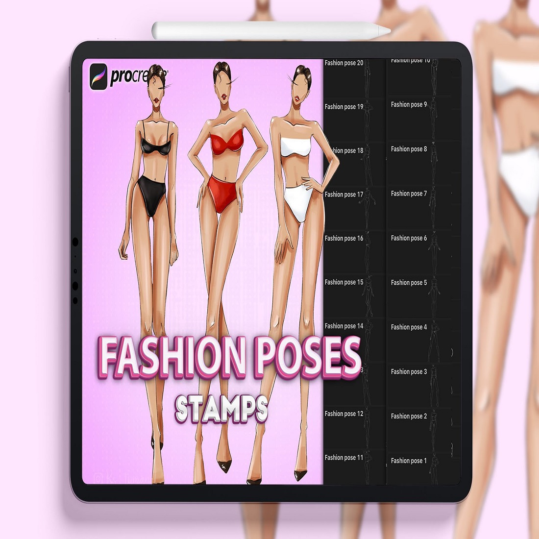 Procreate fashion poses brushes cover image.