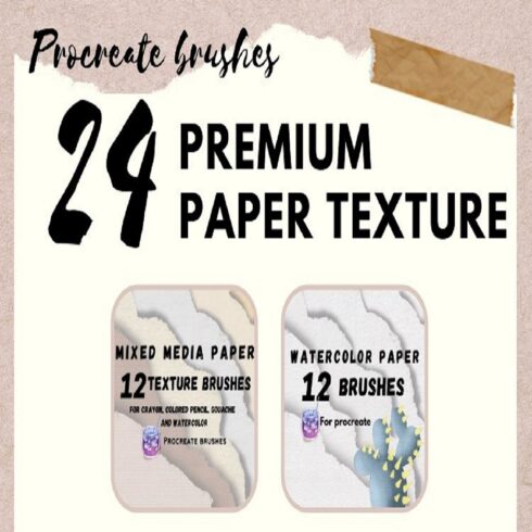 36 Premium paper texture brushes for Procreate cover image.
