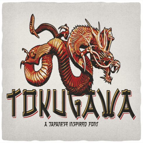 Tokugawa Font with 10 editable t-shirt designs cover image.