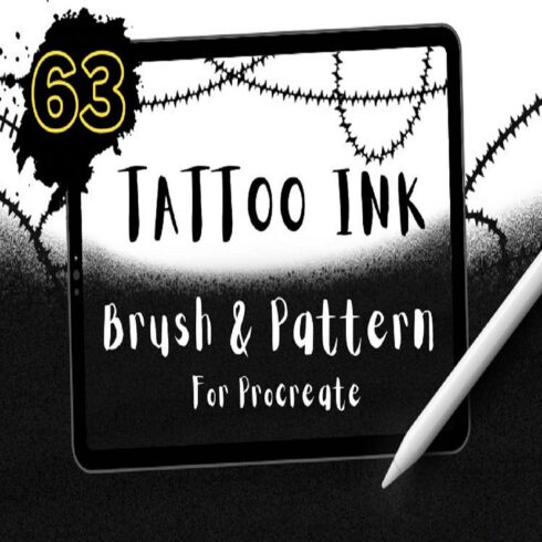 63 Tattoo ink procreate brushes and pattern for Tattoo art cover image.
