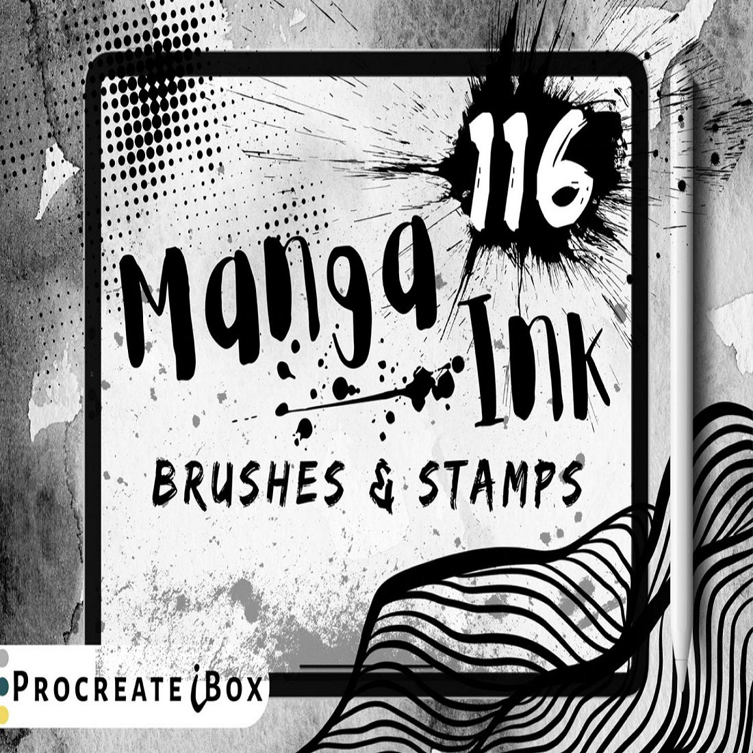 Manga-ink-procreate-brushes-Procreate iBox cover image.