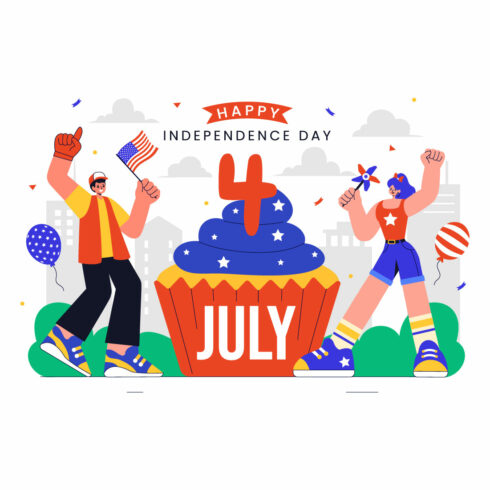 9 4th of July Independence Day Illustration cover image.