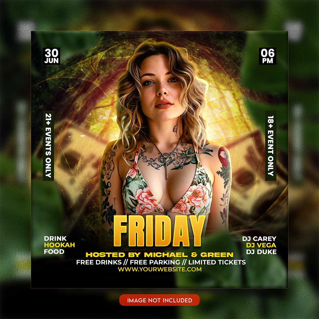 Premium Bundle Night dj party club flyer social media and Instagram post template preview image.