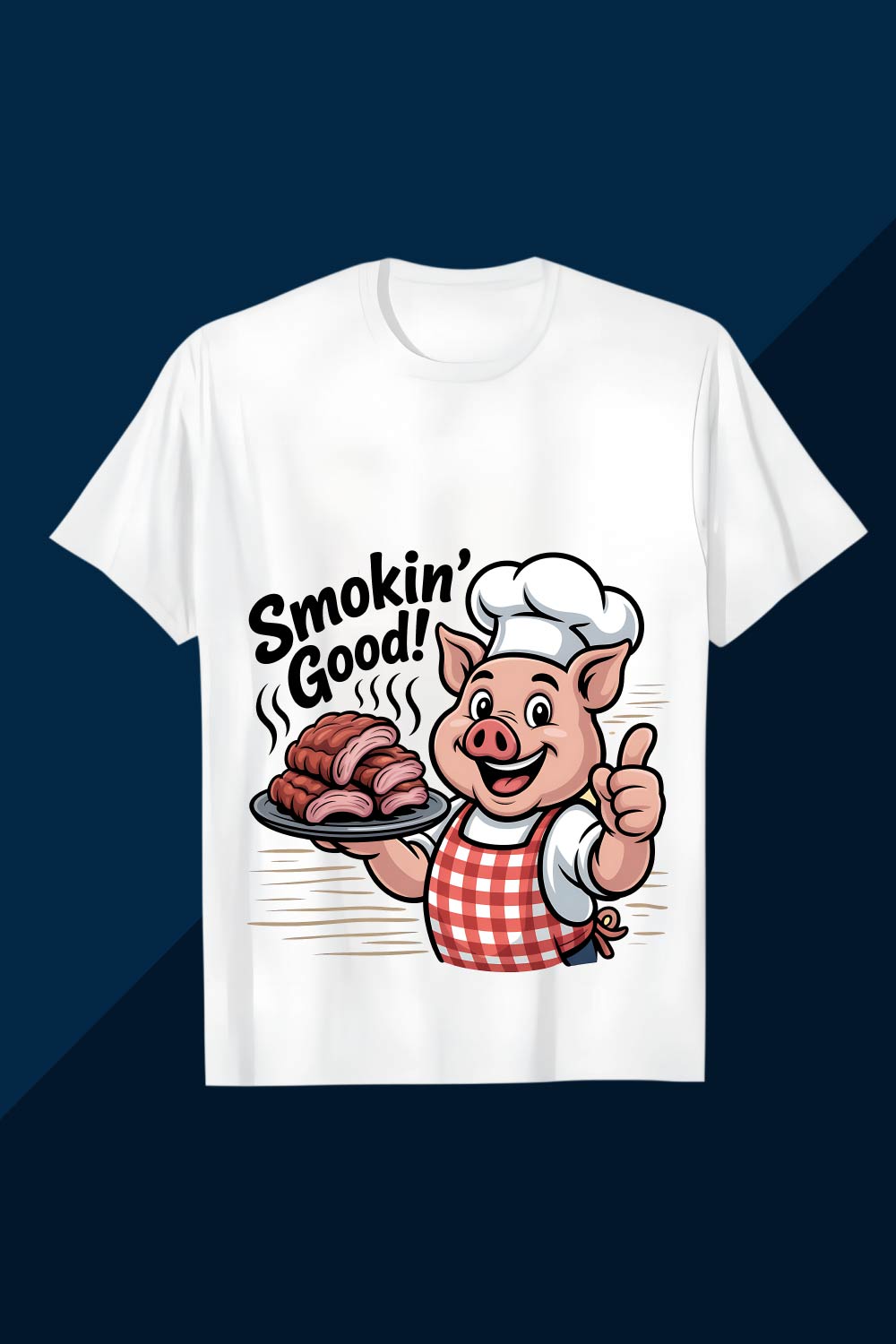 Smokin' Good BBQ Pig Chef T-Shirt Design BBQ T shirt Design pinterest preview image.