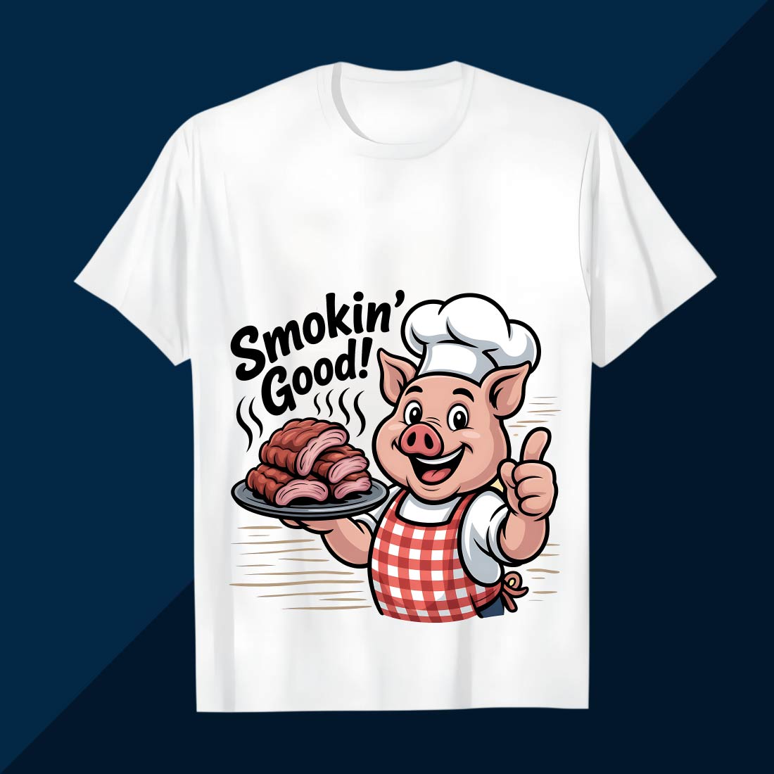 Smokin' Good BBQ Pig Chef T-Shirt Design BBQ T shirt Design cover image.