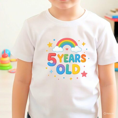 5 Years Old Birthday T-Shirt Design cover image.