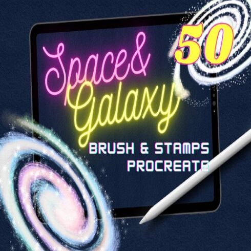 50 Space and Galaxy brushes creator for procreate cover image.
