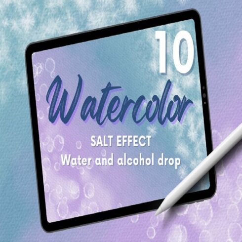 10 Watercolor effect brushes for Procreate, Salt effect cover image.