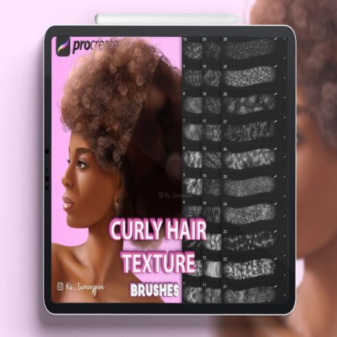 Procreate curly texture brushes Procreate hair brush cover image.