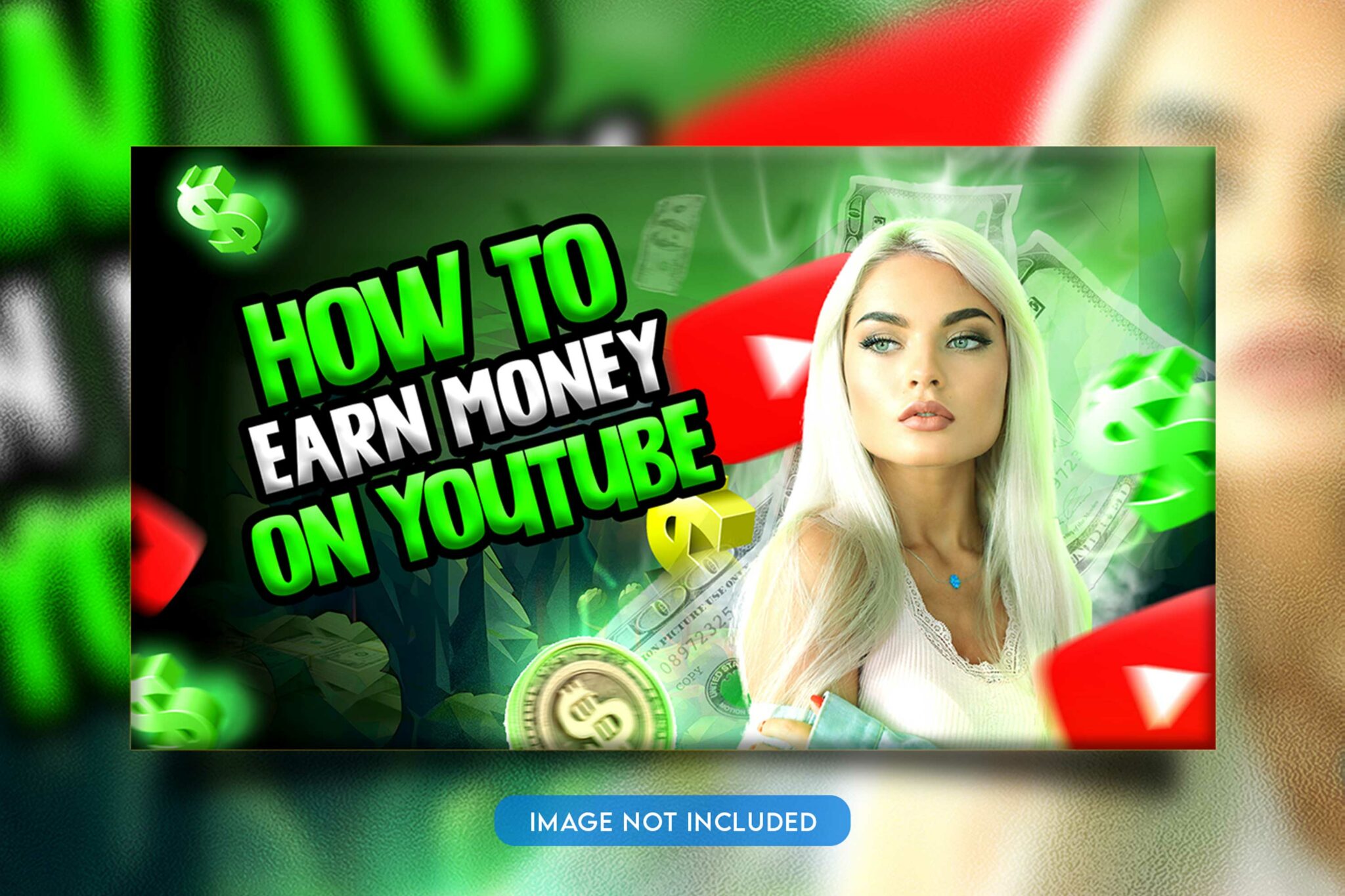 10 PSD Modern glow effect youtube video thumbnail template design fully ...