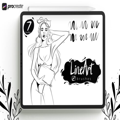 Procreate line art brushes cover image.