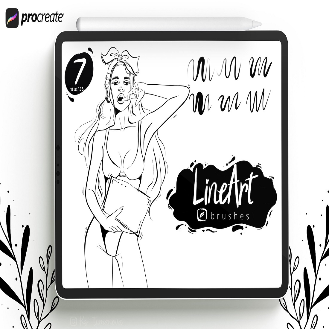 55 procreate line art brushes 611