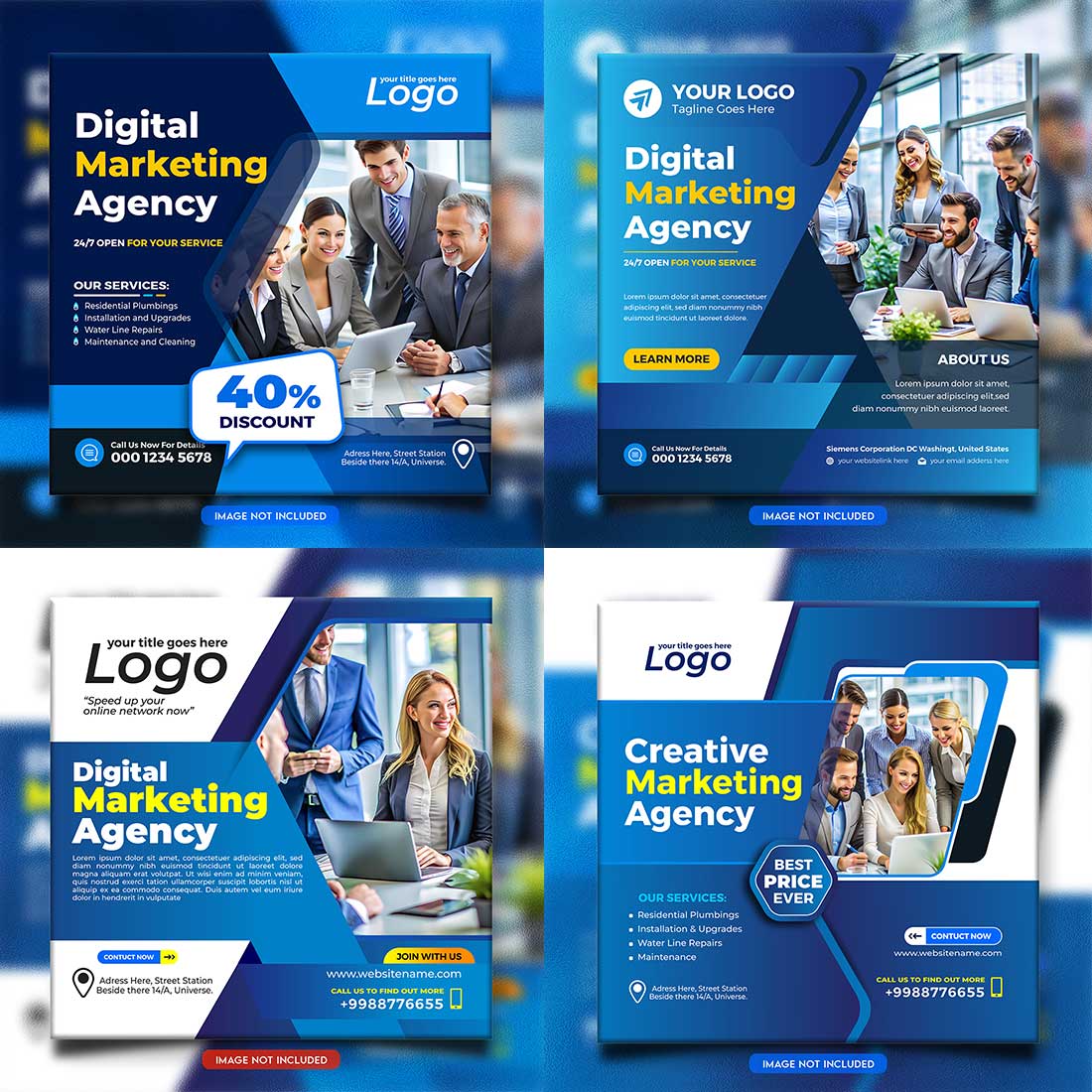 social media banner or post template bundles fully editable preview image.