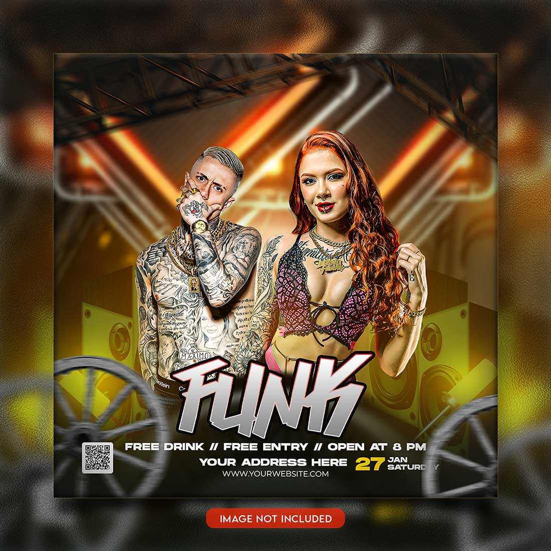 Premium Bundle Night dj party club flyer social media and Instagram post template preview image.