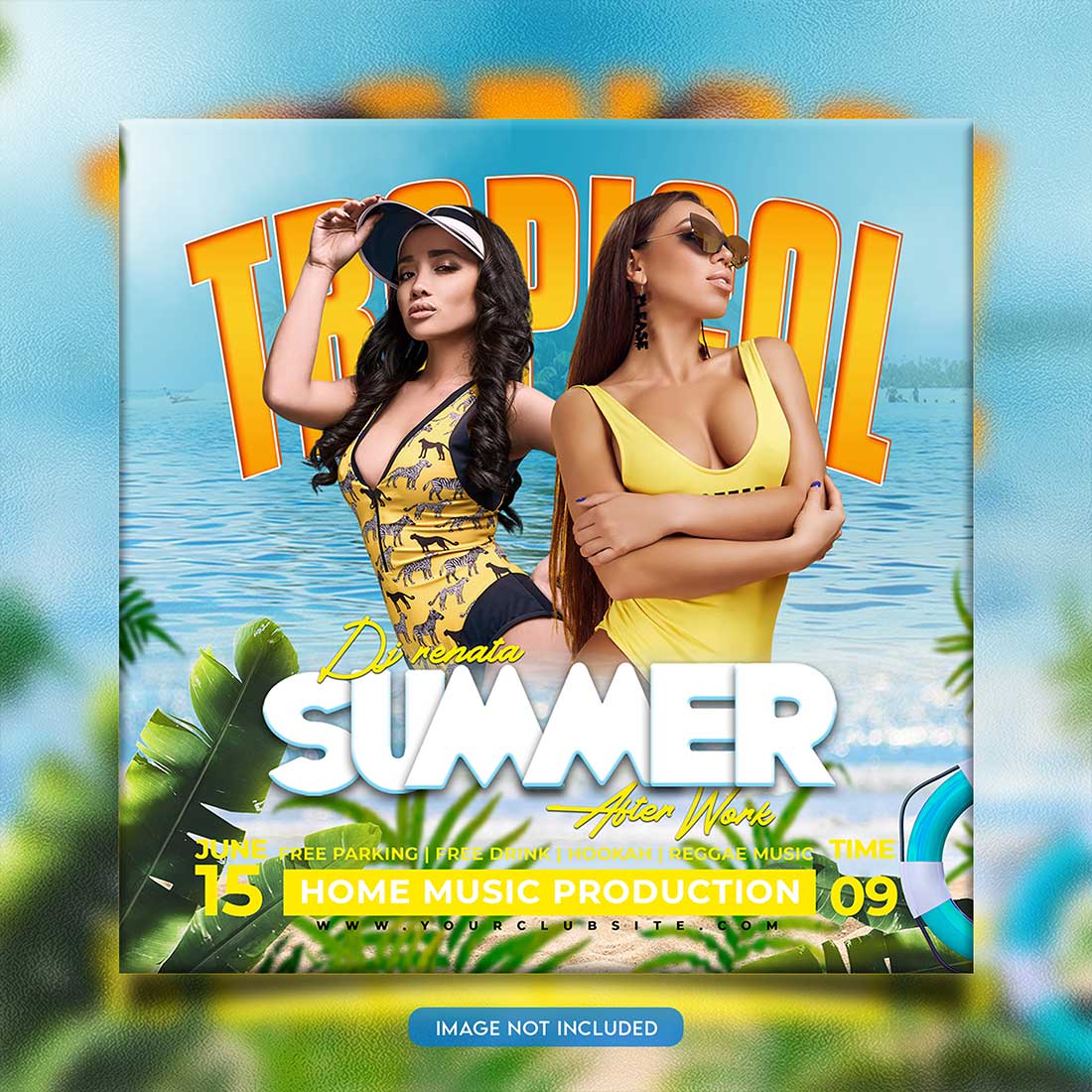 Premium Bundle Night dj party club flyer social media and Instagram post template preview image.