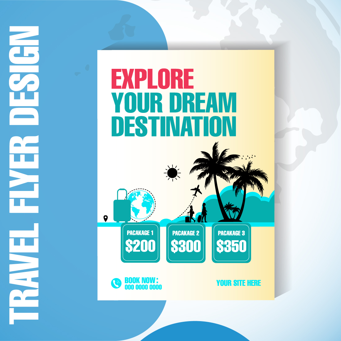Modern Travel Flyer Template | Editable Vector Design for Travel Agencies & Tour Promotions preview image.
