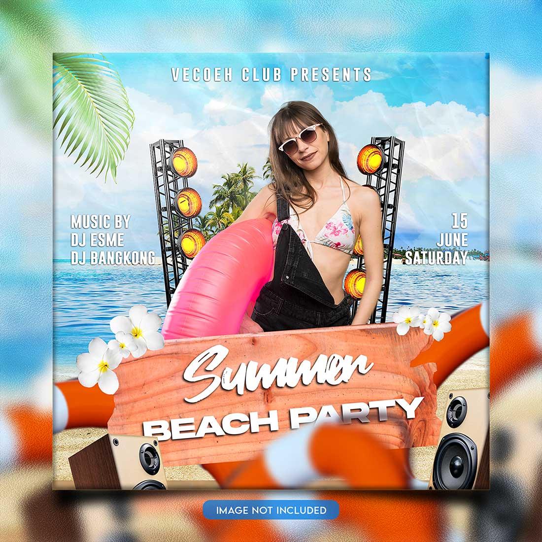 Premium Bundle Night dj party club flyer social media and Instagram post template preview image.