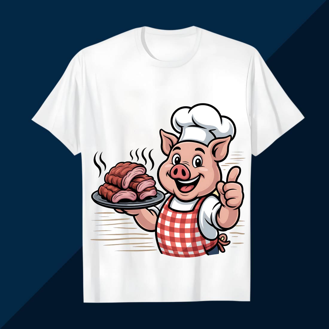 BBQ Pig Chef Serving Smoked Meat T-Shirt Design BBQ T shirt Design cover image.