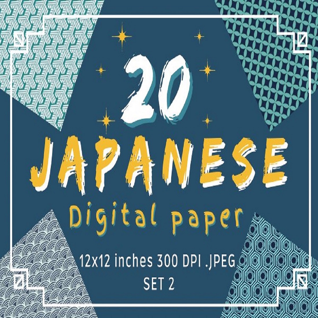 20 Japanese design digital paper 12x12 inches 300 dpi Set 2 preview image.