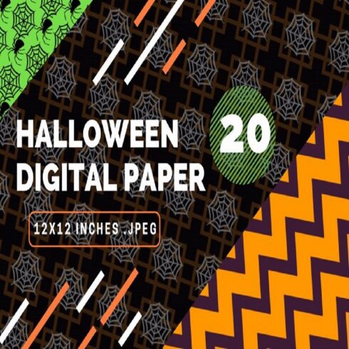 20 Halloween season pattern digital paper 12x12 inches cover image.