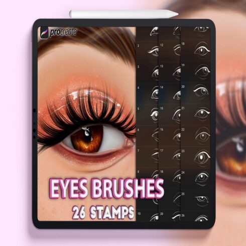 Procreate eyes brushes, Procreate realistic eyes stamps cover image.