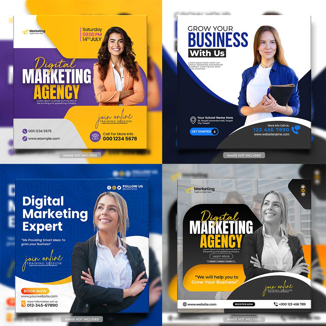 social media banner or post template bundles fully editable preview image.