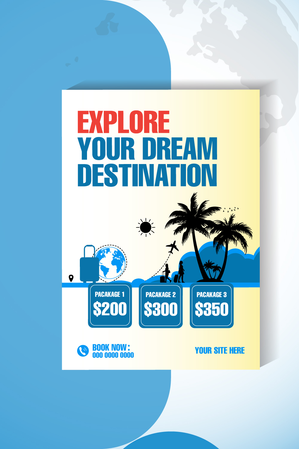 Modern Travel Flyer Template | Editable Vector Design for Travel Agencies & Tour Promotions pinterest preview image.