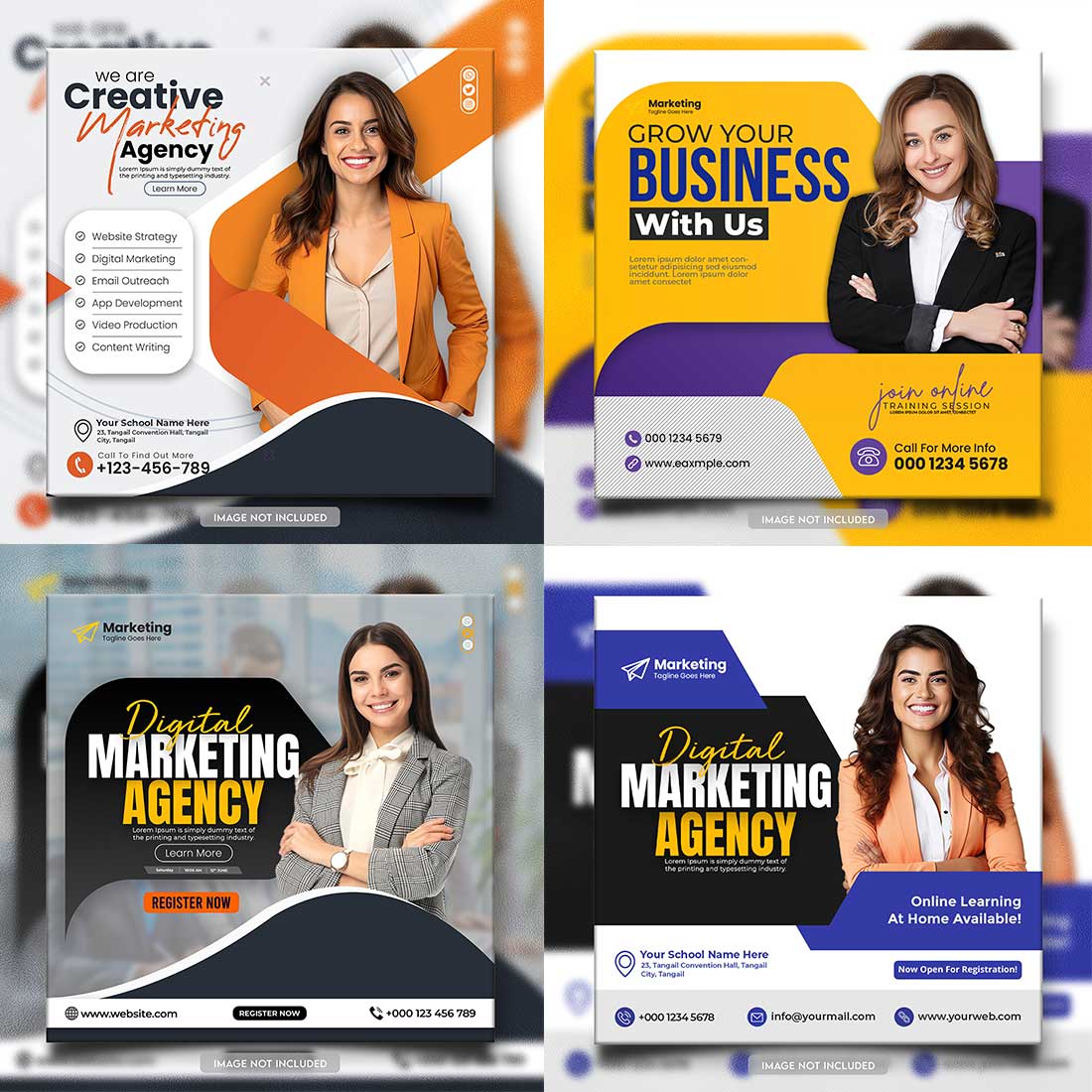 social media banner or post template bundles fully editable preview image.