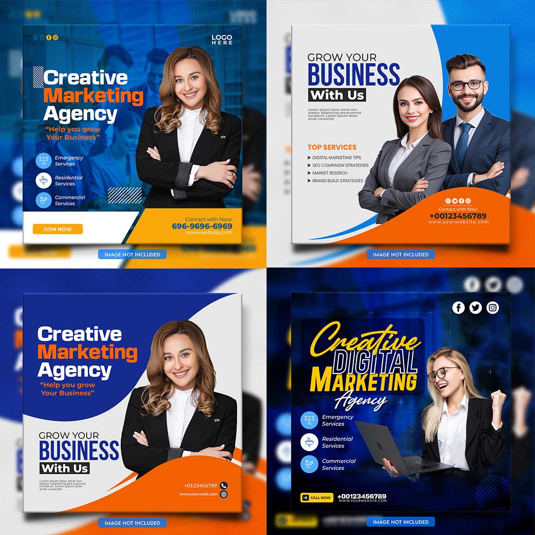 social media banner or post template bundles fully editable preview image.