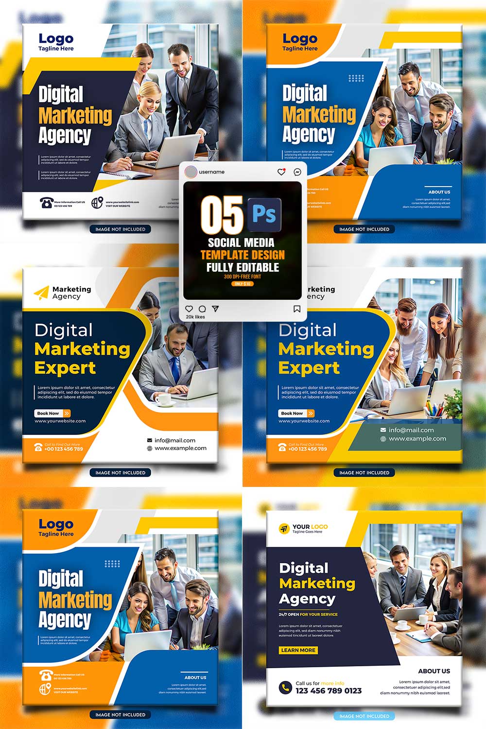 social media banner or post template bundles fully editable pinterest preview image.