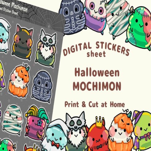 Halloween Sticker Sheet Mochimon Digital stickers cover image.