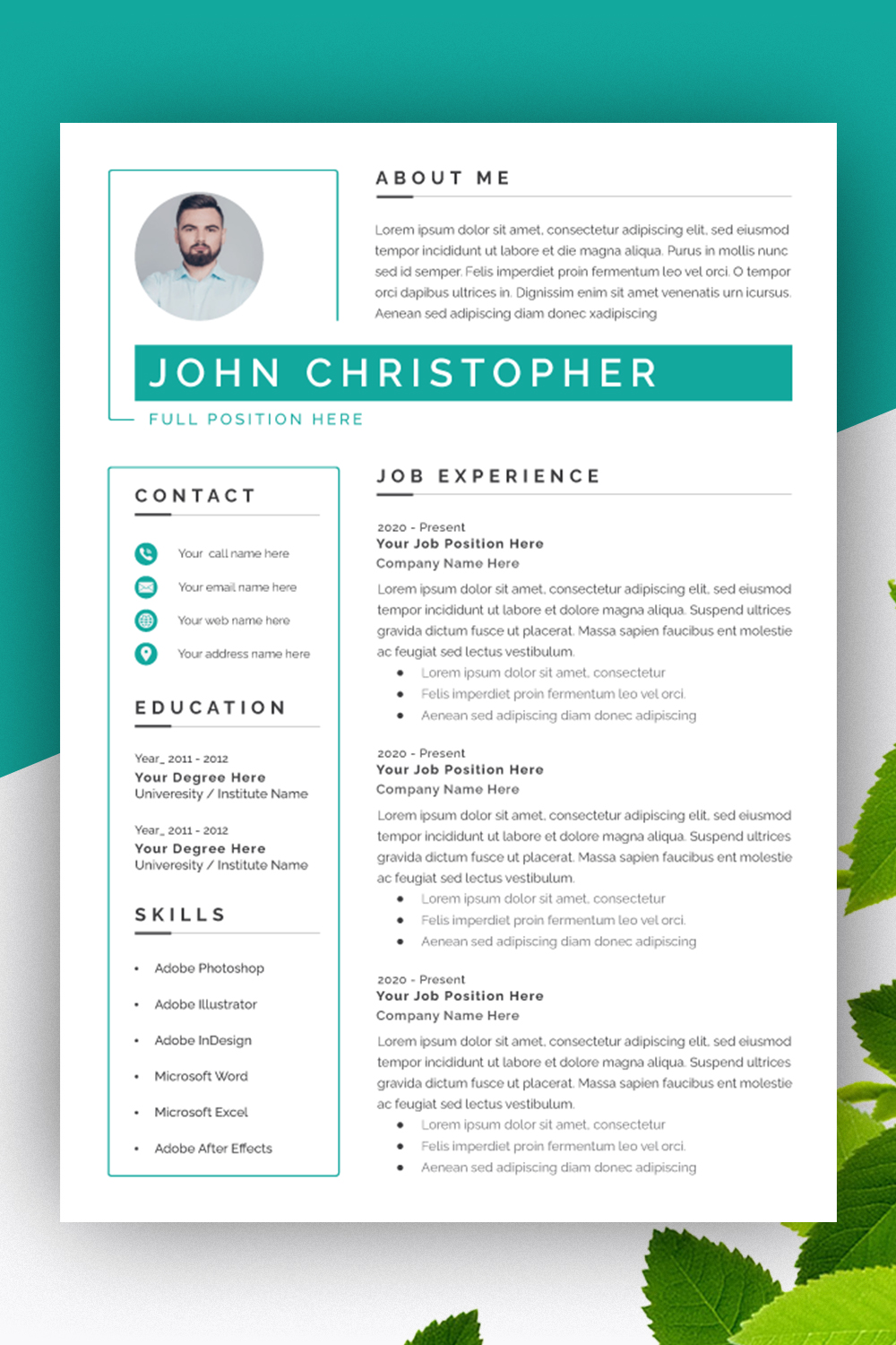 Simple Elegant Resume pinterest preview image.