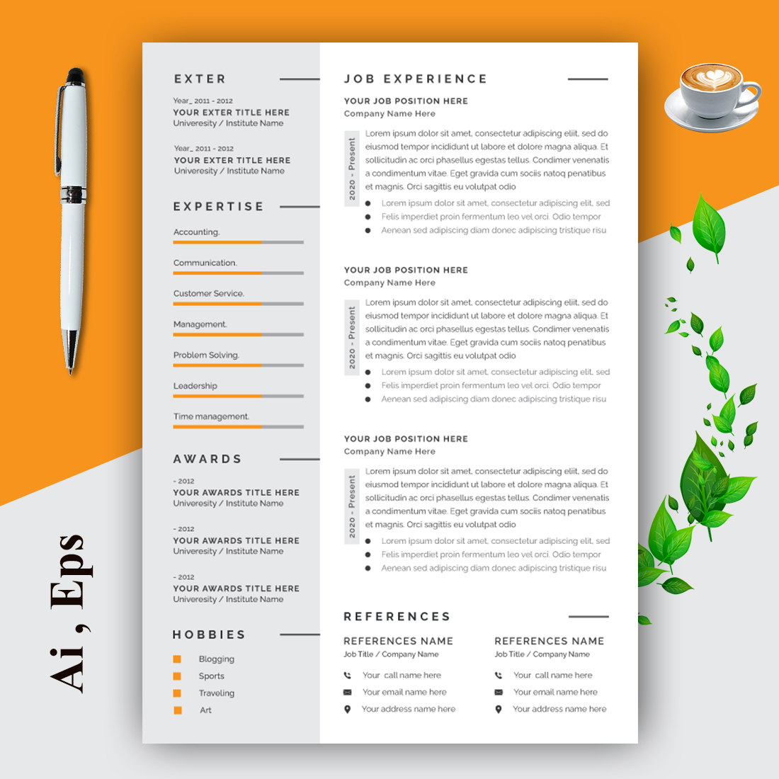 Resume and Cover Letter Layout preview image.