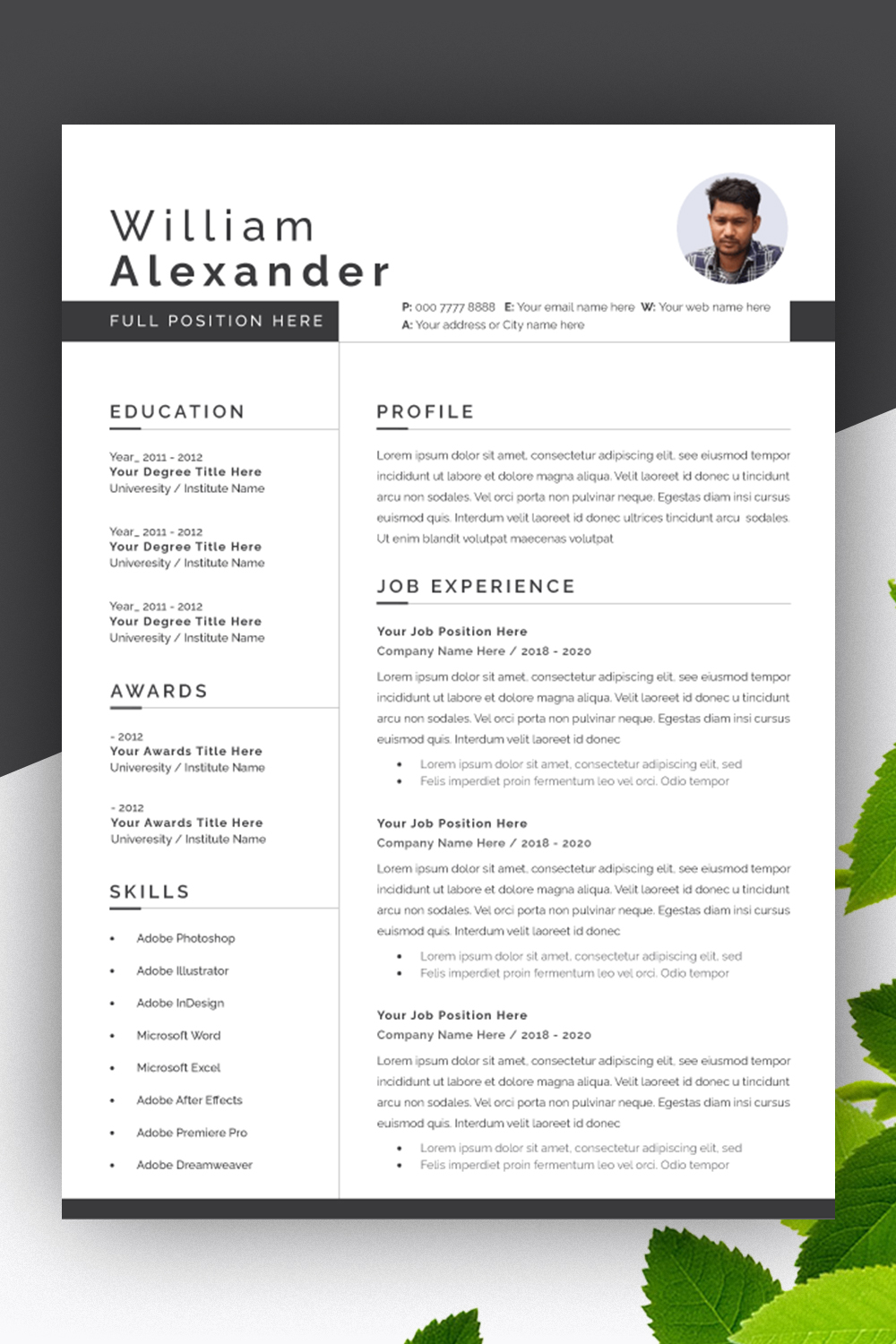 Simple Elegant Resume pinterest preview image.
