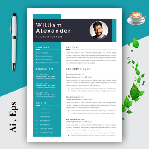 Resume Layout with Sky Blue Broder cover image.