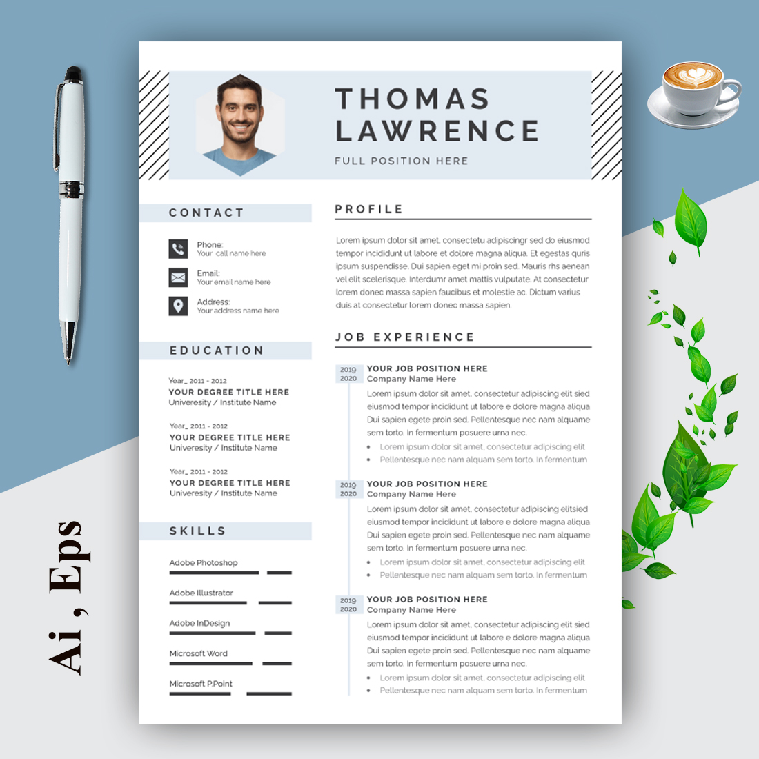 Resume and Cover Letter Layouts with Gray Line cover image.