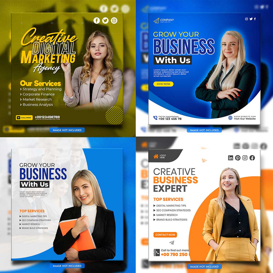 social media banner or post template bundles fully editable preview image.