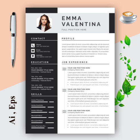 Resume Layout with Black Accents cover image.