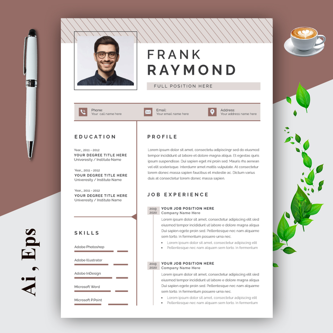 Resume Layout with Gold Accents cover image.