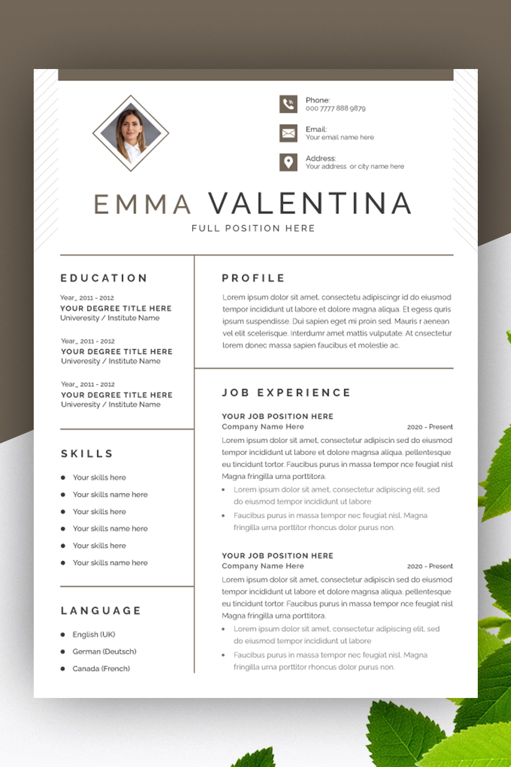 Dark Gray and Black Resume Layout Set pinterest preview image.