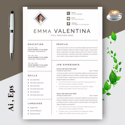 Dark Gray and Black Resume Layout Set cover image.